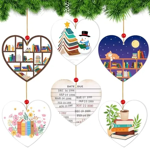 Book lover ornaments (6-pack)