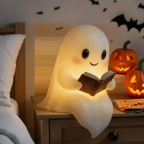 Ghost reading a book lamp
