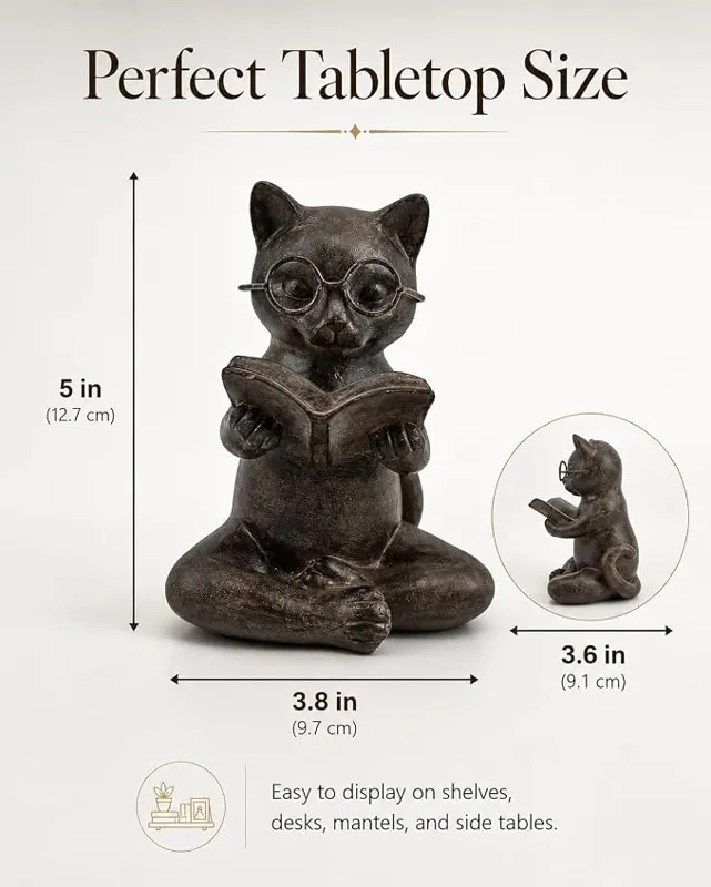 Reading cat figurine
