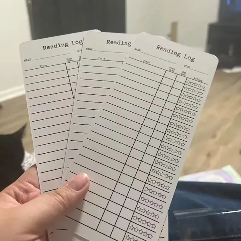 Library card reading-log bookmark